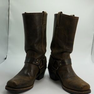 Fry Boots Leather Harness Buckle Distressed USA 7